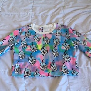 NWOT Cropped Graphic Long Sleeve